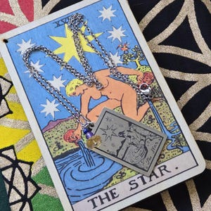Collar Tarot Estrella con Citrino, Lapislázuli y Amatista.