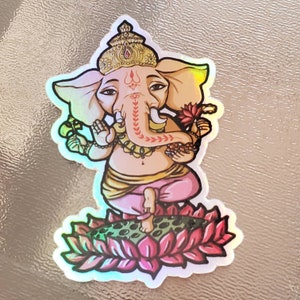 HOLOGRAPHIC Ganesha Sticker, Eternal Blissed Logo, Ganesh decal, Hindu God Sticker, Elephant, Buddha, Yoga, Ganesh Stickies image 5