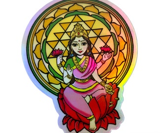 Lakshmi Holographic Sticker, Lakshmi decal, Hindu Goddess Sticker, Devi, Shakti, Spiritual,