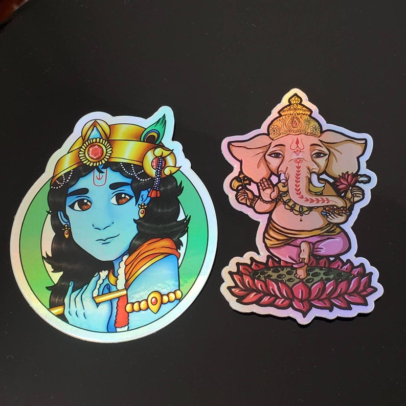 HOLOGRAPHIC Ganesha Sticker, Eternal Blissed Logo, Ganesh decal, Hindu God Sticker, Elephant, Buddha, Yoga, Ganesh Stickies image 4