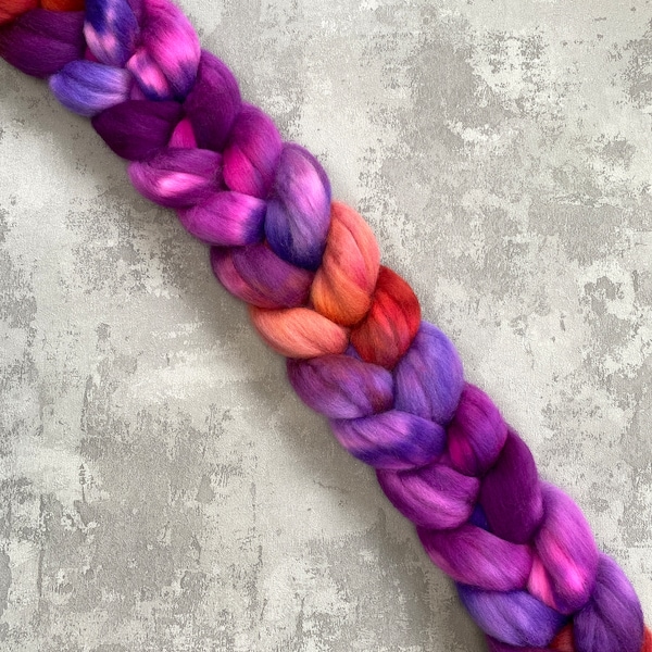 100g  Hand Dyed Roving /Combed Tops - Firbeck  Fibres- Polwarth - Spinning Fibre - Weaving 'Squeezed'