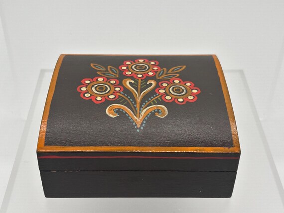 Vintage Wooden Box ~ Folk Art ~ Polish ~ Hand-painted
