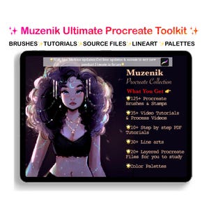 Kit de herramientas definitivo para Procreate: pinceles, tutoriales, archivos fuente, arte lineal con actualizaciones de por vida.