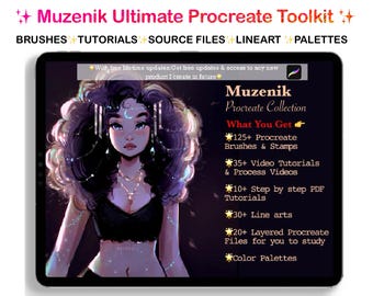 Ultimate Procreate Toolkit – Brushes, Tutorials, Source files, Line art with Lifetime Updates