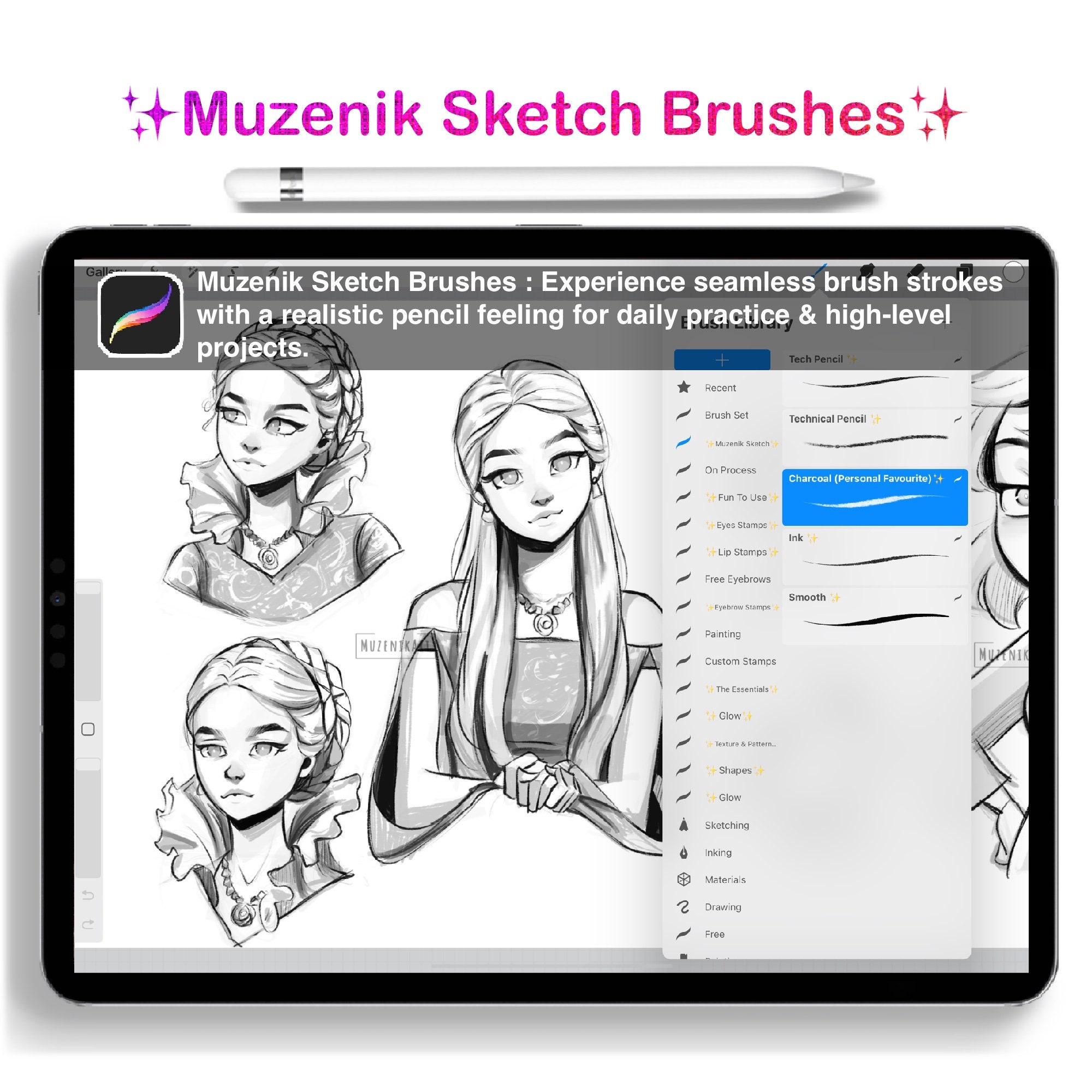 Free line art brush - Free Brushes for Procreate