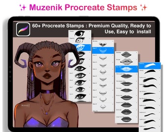 Complete Facial Procreate Stamp Set: 60 Premium Eye, Nose, Lip, Eyebrow Stamps