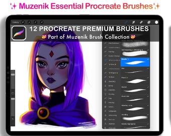 Muzenik Essential Procreate Brushes – 12 Digital Art Brushes for Portraits Anime