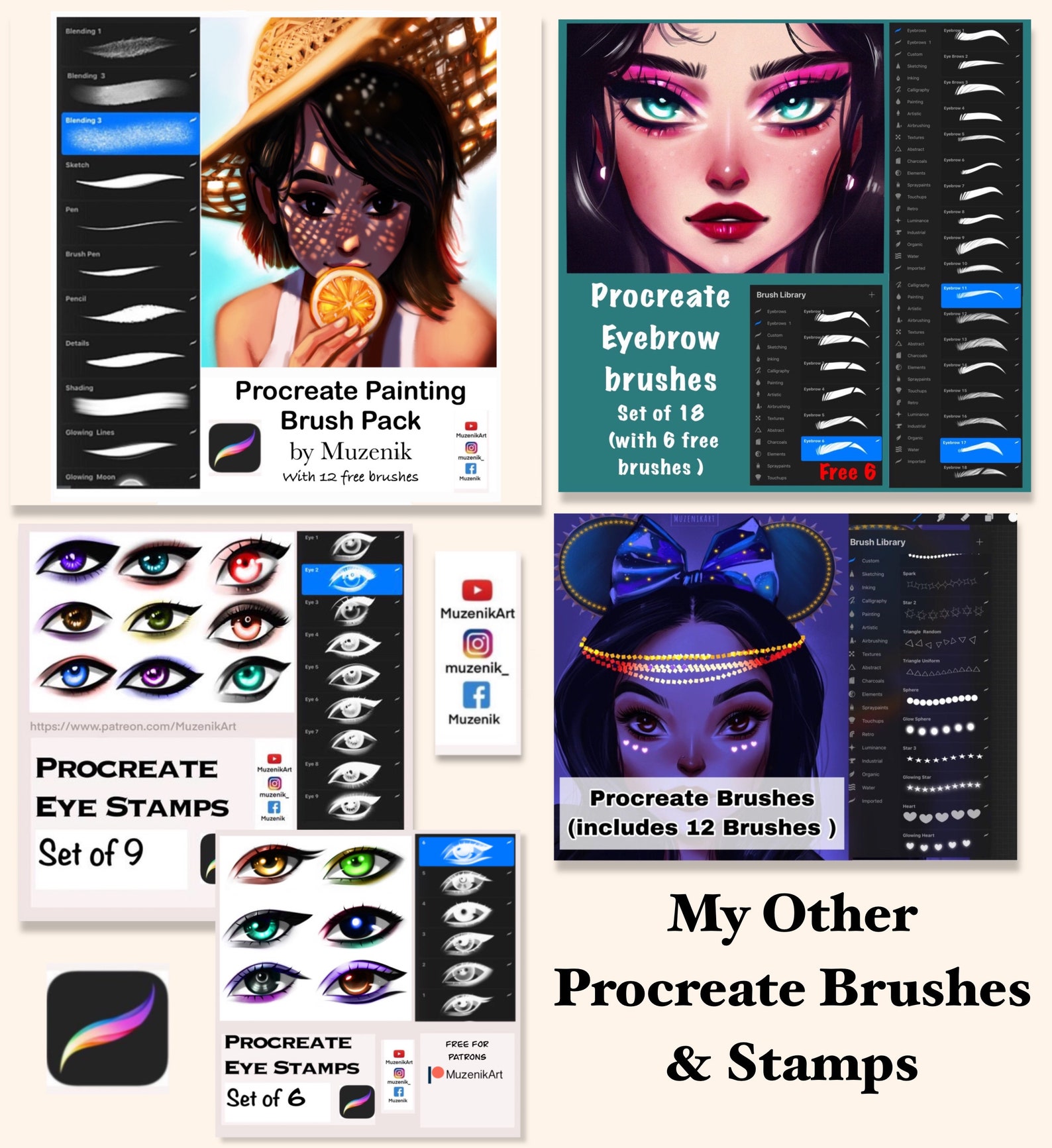 Procreate Brushes/procreate Stamps/procreate Eyebrow Etsy
