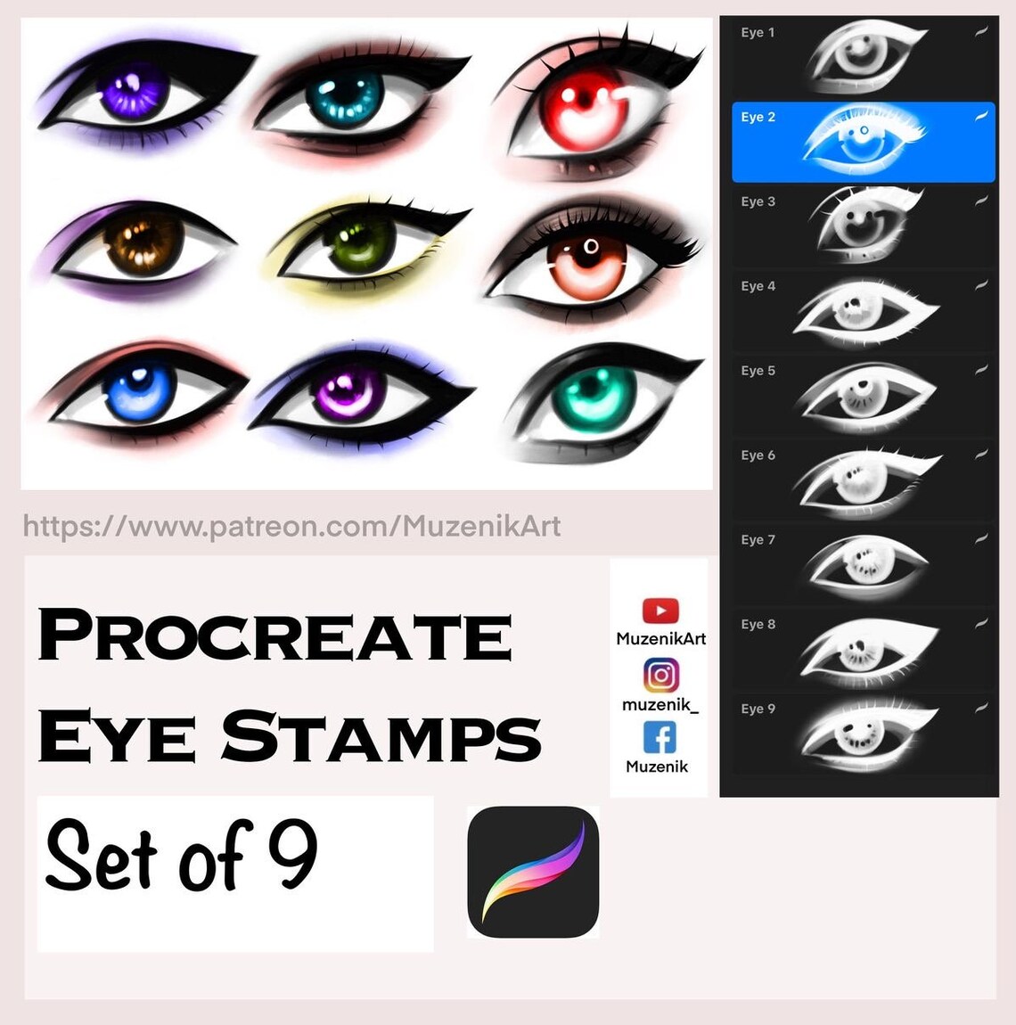 PROCREATE EYE STAMPS With How to Use Guide/procreate Eye Etsy