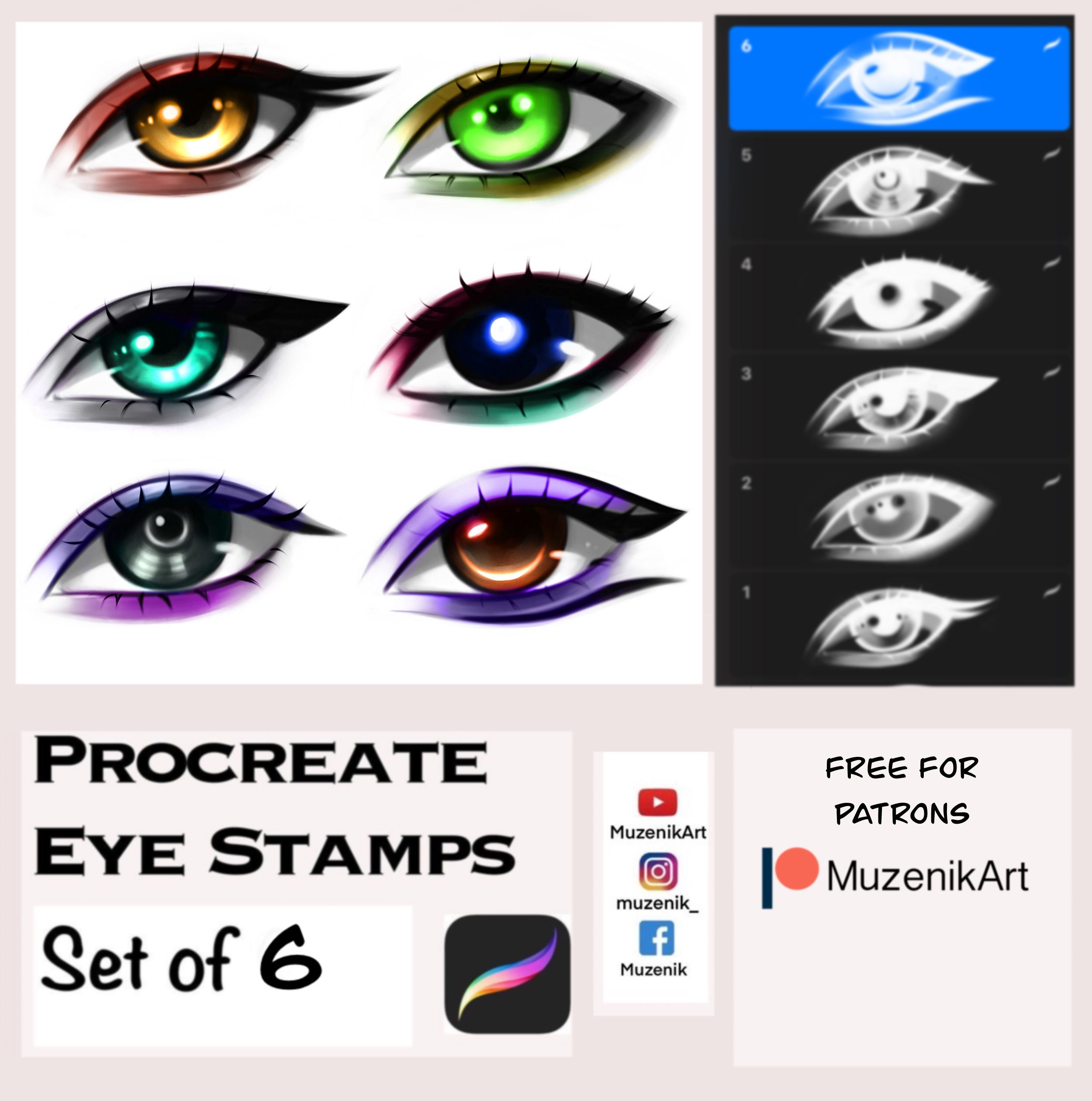 PROCREATE EYE STAMPS With How to Use Guide/procreate Eye Etsy