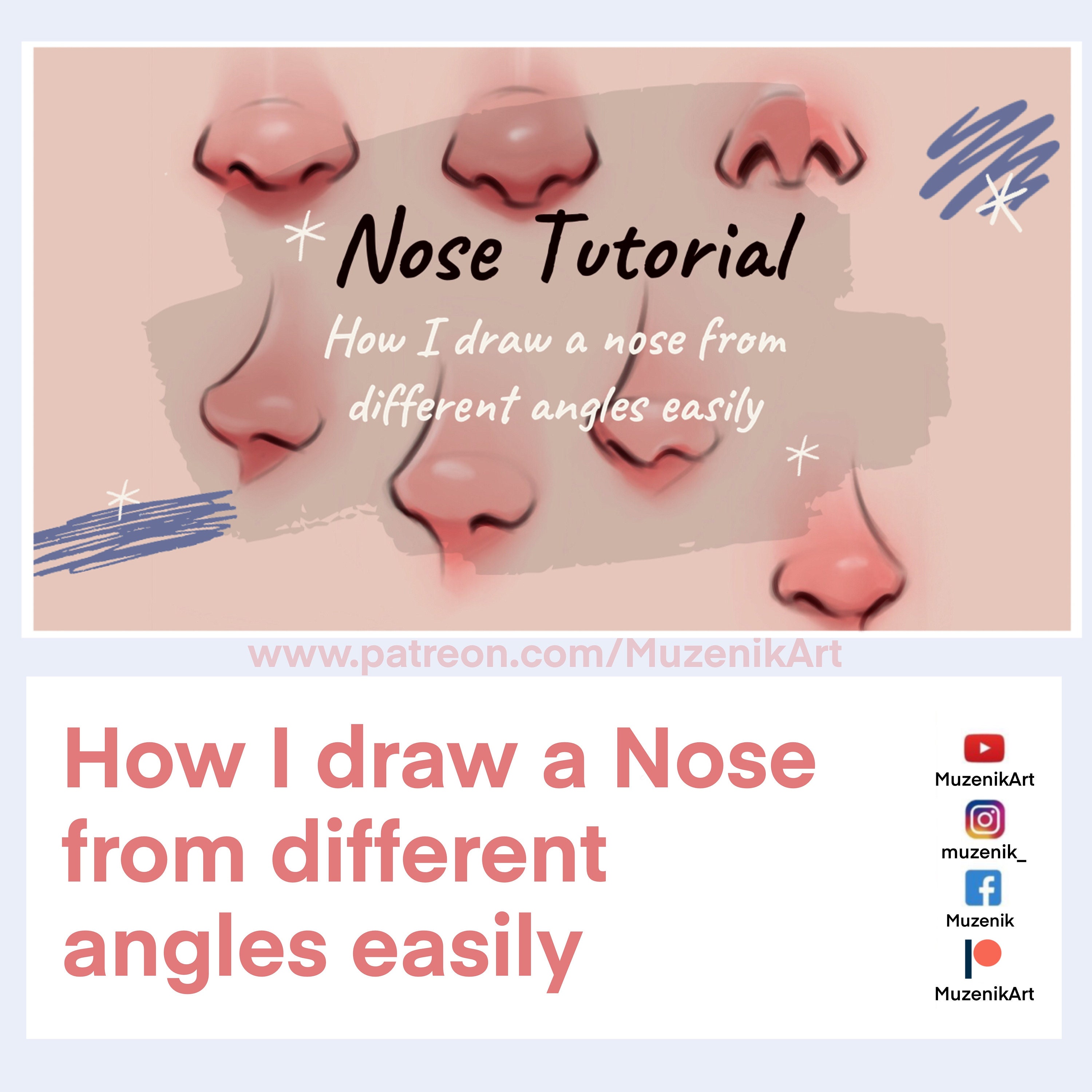 Artist's Guide: How to Draw a Nose from different angles -  Art Tutorial for Beginners