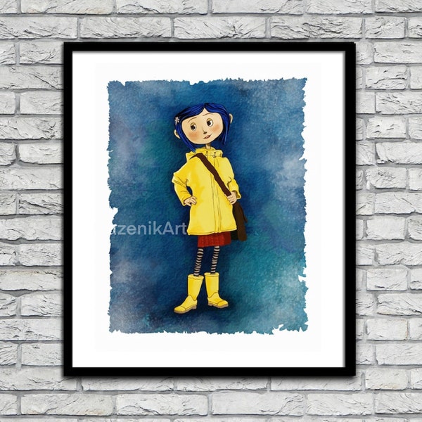 Coraline art print, Coraline Gift, Kids Gift, Digital download, kids room decor