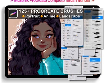 Muzenik Procreate Brush Bundle – 125+ Portrait, Anime Brushes & Stamps (Digital Download)