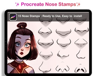 Procreate Nose stamps, brushes, by Muzenik Art