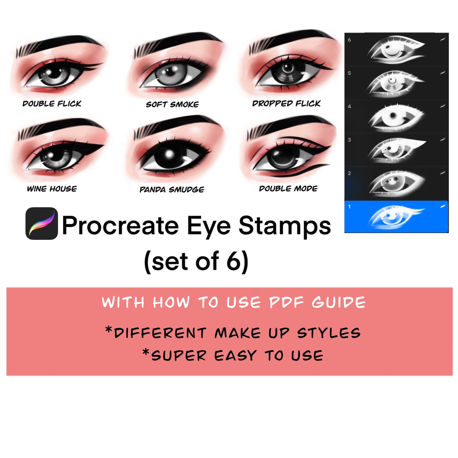 PROCREATE EYE STAMPS With How to Use Guide/procreate Eye Etsy