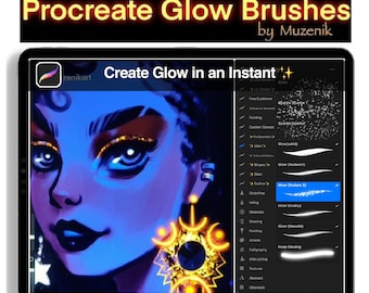 Procreate Glow Brushes: Neon & Glitter Effects (Set of 9)