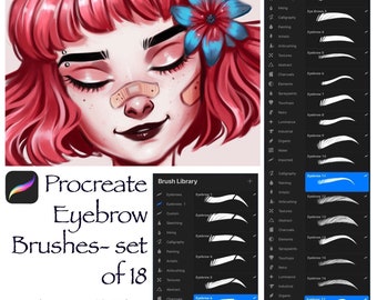 Procreate Eyebrow Brush Set: 18 Face Art Brushes
