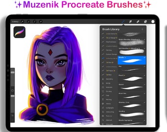 Procreate Brushes for Portraits and Anime drawings,  Bruahes for Procreate, Muzenik Brushes