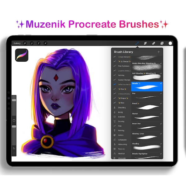 Procreate Brushes pour portraits et dessins animés, Bruahes pour Procreate, Muzenik Brushes