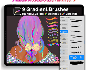 Muzenik Procreate Gradient Brushes, Rainbow Brush Set