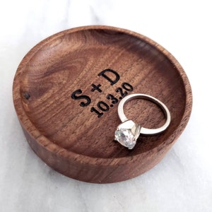 Wood Ring Dish / Black Walnut / Initials + Date