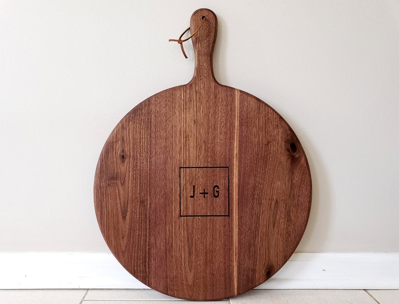 Large Charcuterie Board / Black Walnut / Round Paddle Board image 6