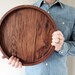 Round Wood Tray / Black Walnut / Charcuterie Board / Circle Coffee Table + Ottoman Tray