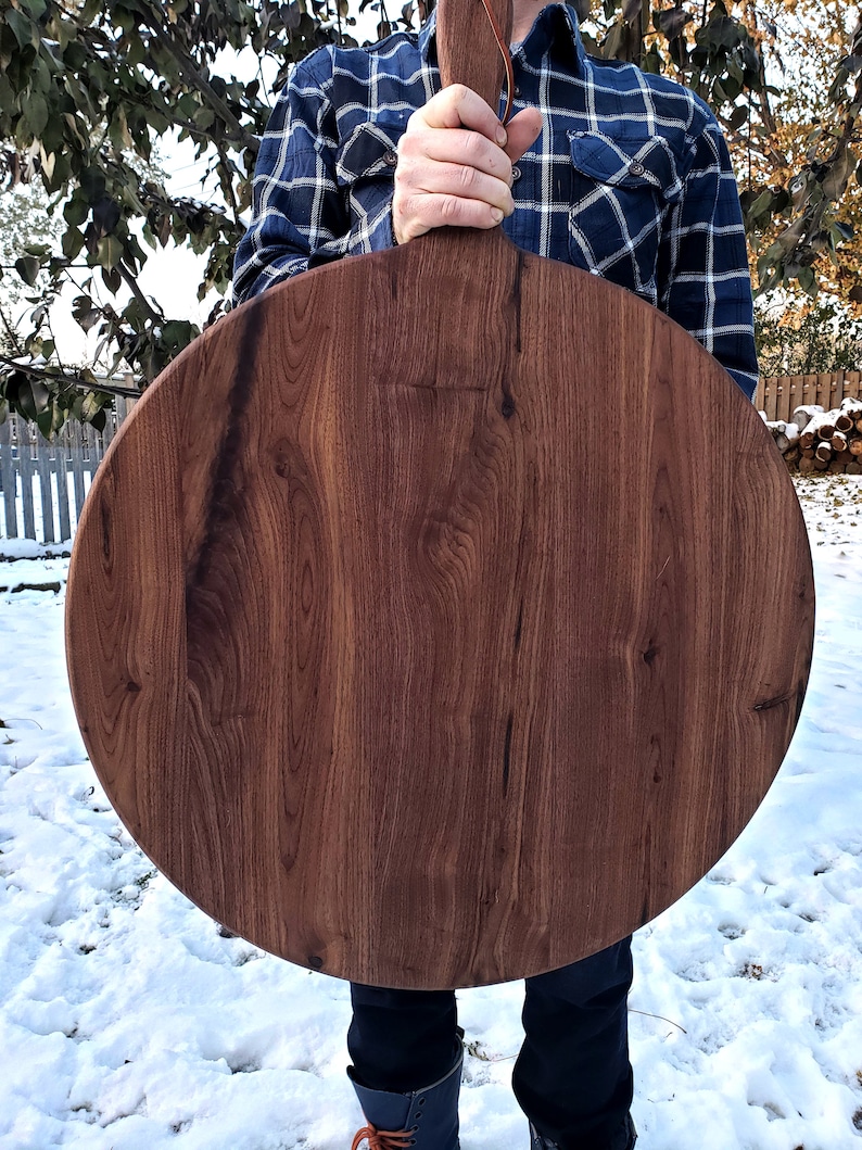 Large Charcuterie Board / Black Walnut / Round Paddle Board image 4