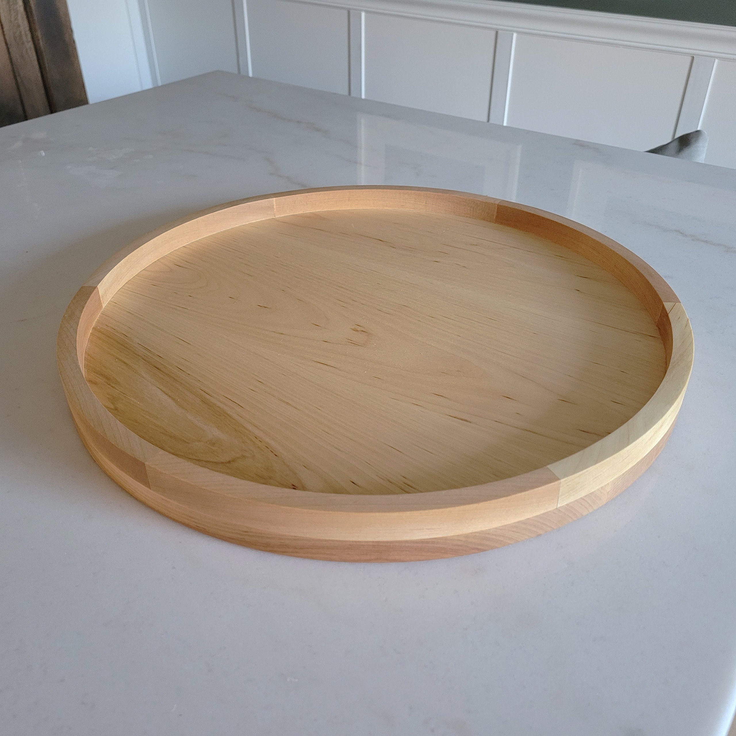 Extra Large Round Wood Tray / Cherry / Circle Coffee Table Ottoman Tray /  Charcuterie Board 
