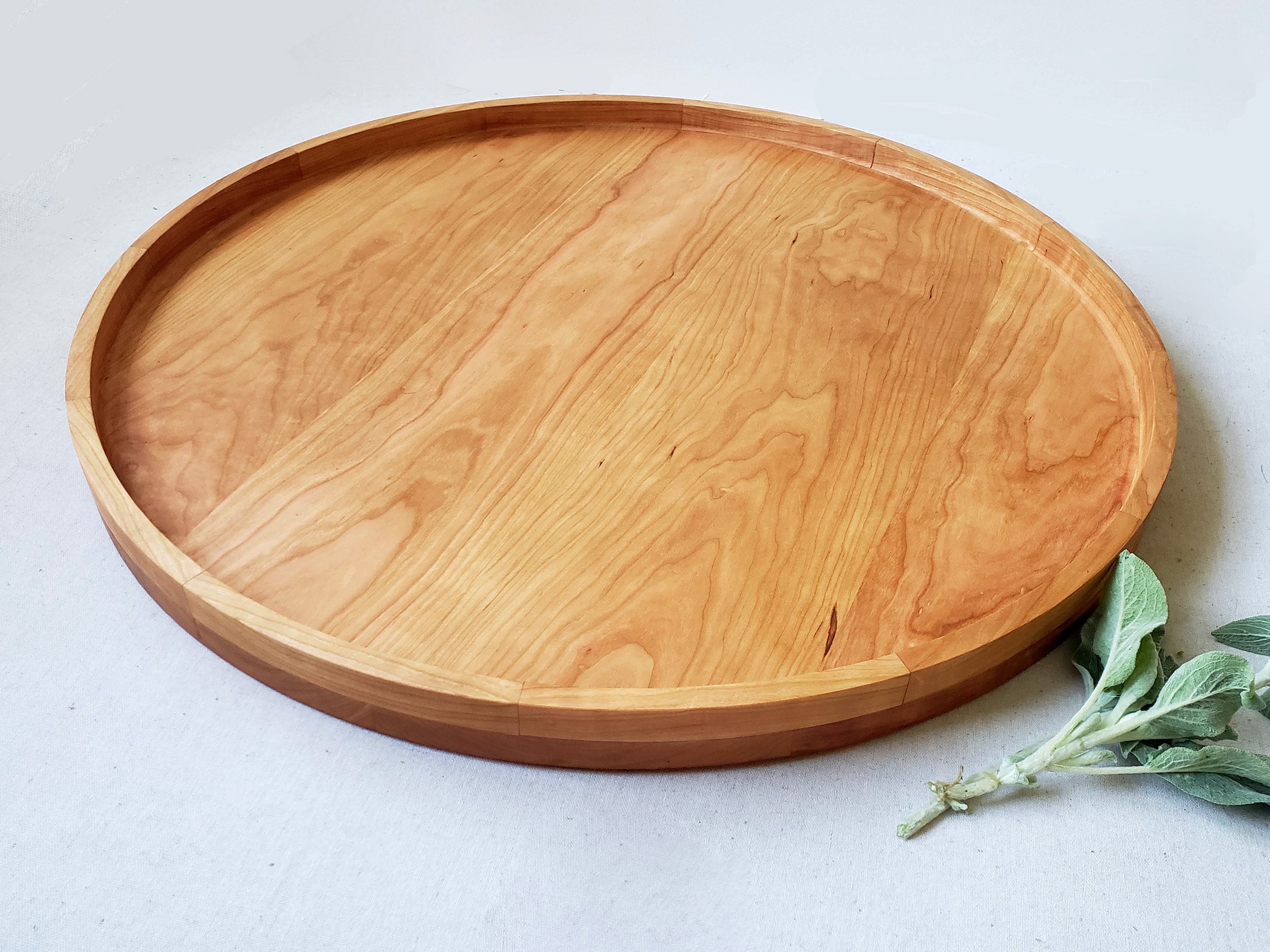 Round Wood Tray / Cherry / Circle Coffee Table Ottoman Tray Etsy