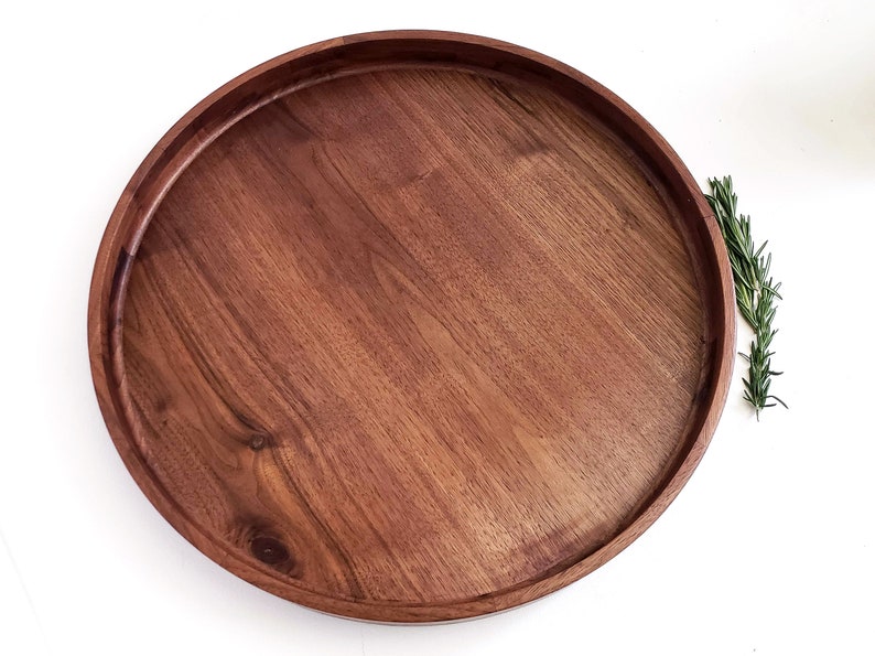 Round Wood Tray / Black Walnut / Circle Coffee Table Ottoman Etsy