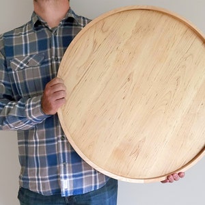 Round Wood Tray / Birch / Circle Coffee Table + Ottoman Tray / Charcuterie Board
