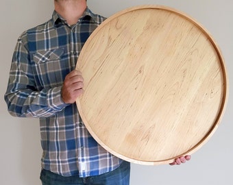 Round Wood Tray / Birch / Circle Coffee Table + Ottoman Tray / Charcuterie Board
