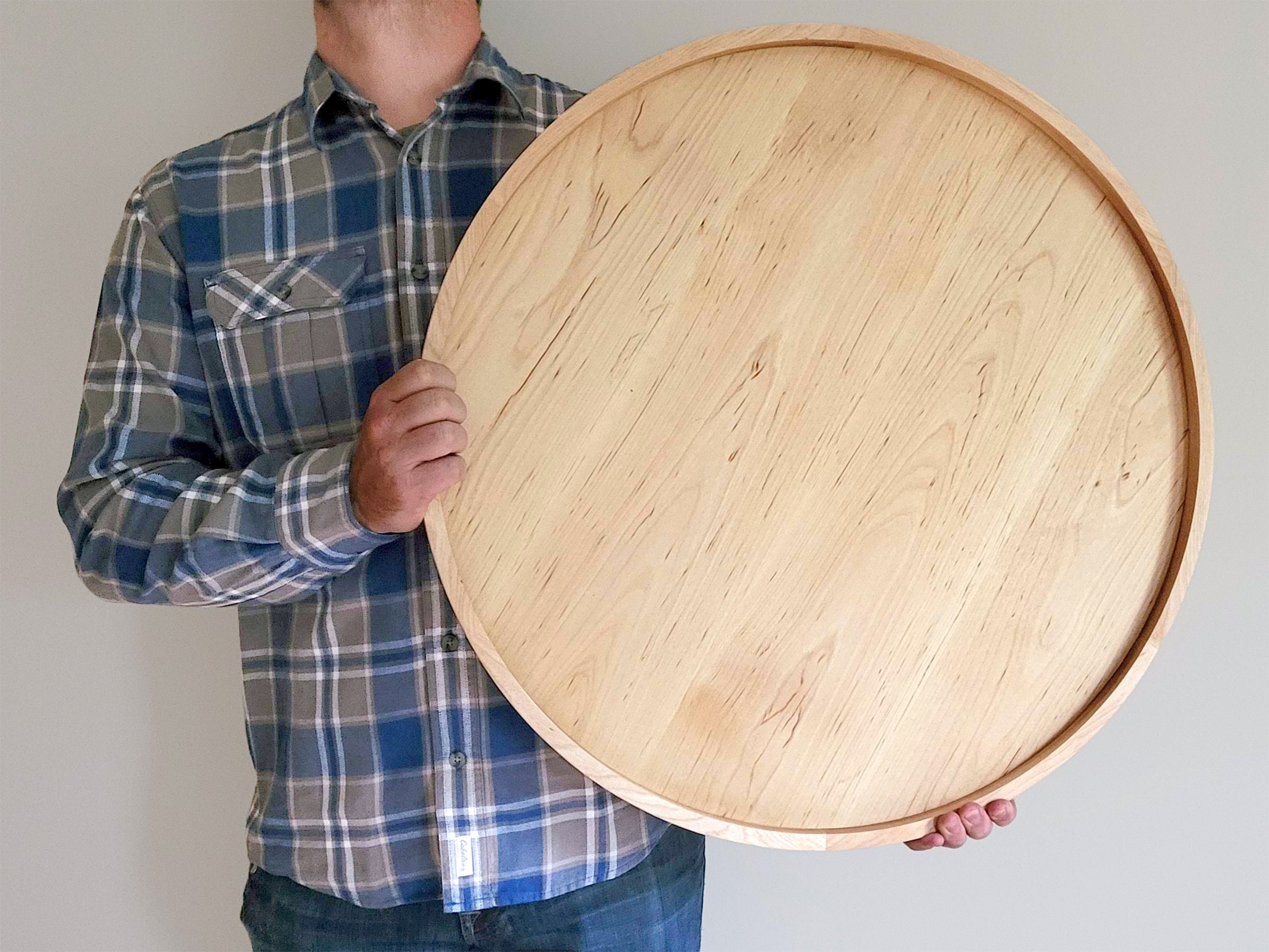 Round Wood Tray / Birch / Circle Coffee Table Ottoman Tray / Charcuterie  Board 