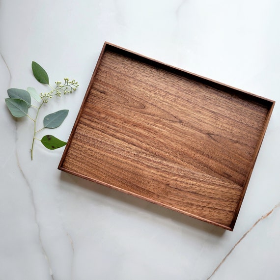 Wood Tray Black Walnut Shallow Valet Catchall Tray Etsy