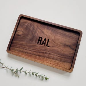 Personalized Wood Tray / Black Walnut / Catchall + Valet Tray / Initials