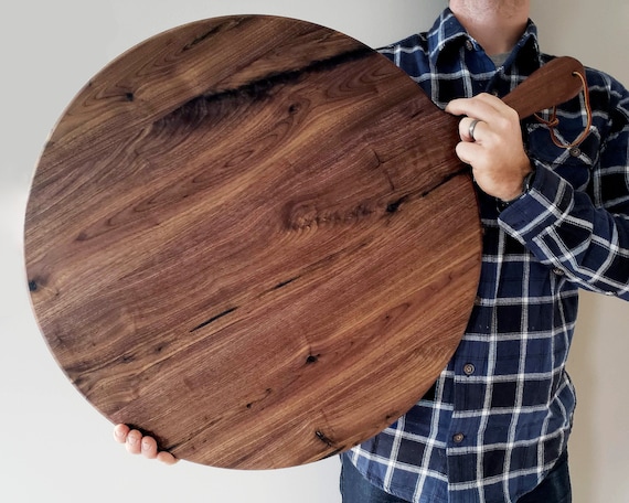 Large Charcuterie Board Black Walnut Round Paddle Board