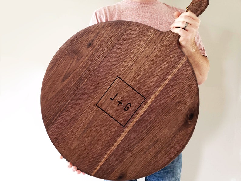 Large Charcuterie Board / Black Walnut / Round Paddle Board image 5
