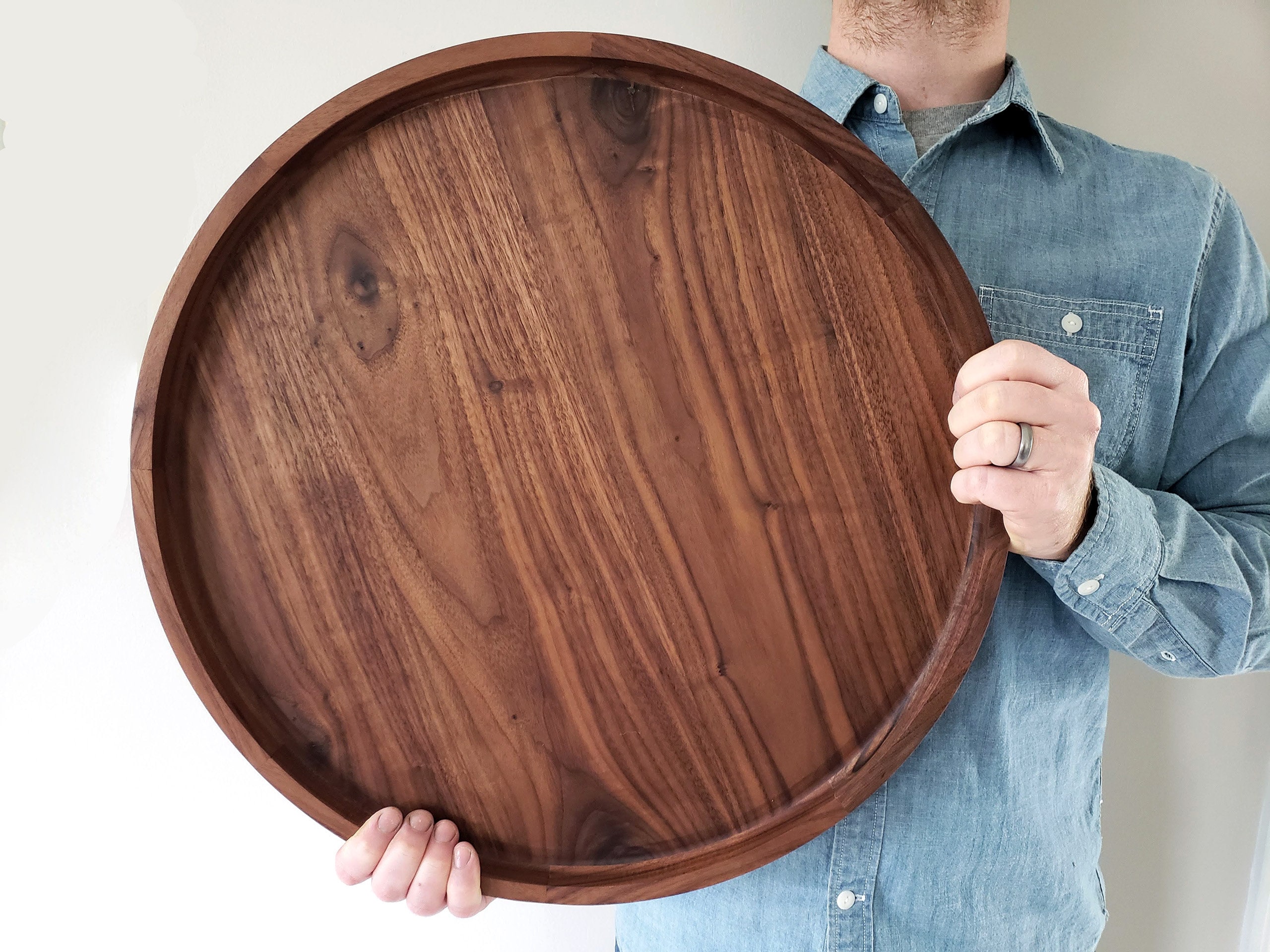Round Wood Tray / Black Walnut / Charcuterie Board / Circle Etsy
