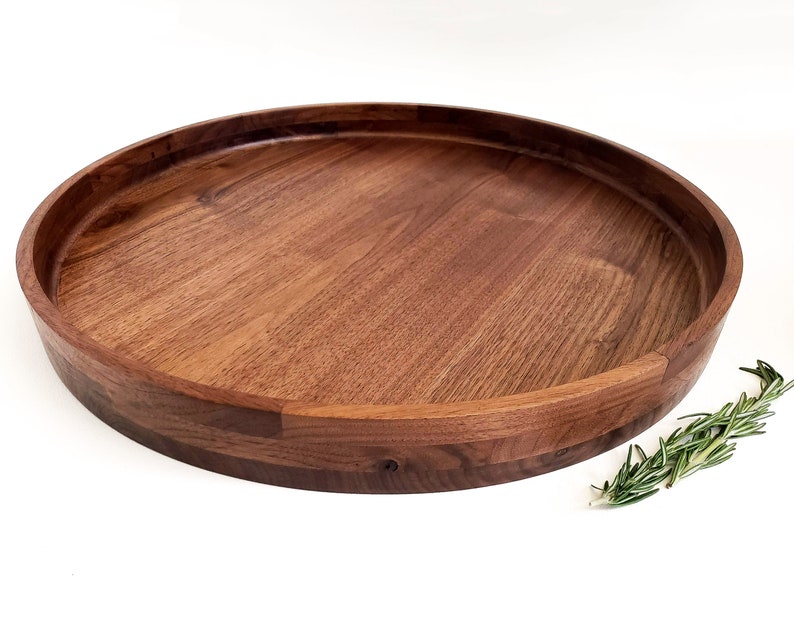 Round Wood Tray / Black Walnut / Circle Coffee Table Ottoman Etsy