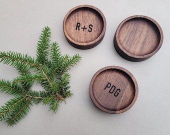 Wood Ring Dish / Black Walnut / Initials