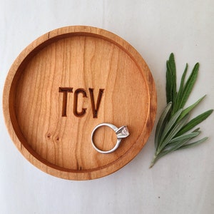 Wood Ring Dish / Cherry / Initials
