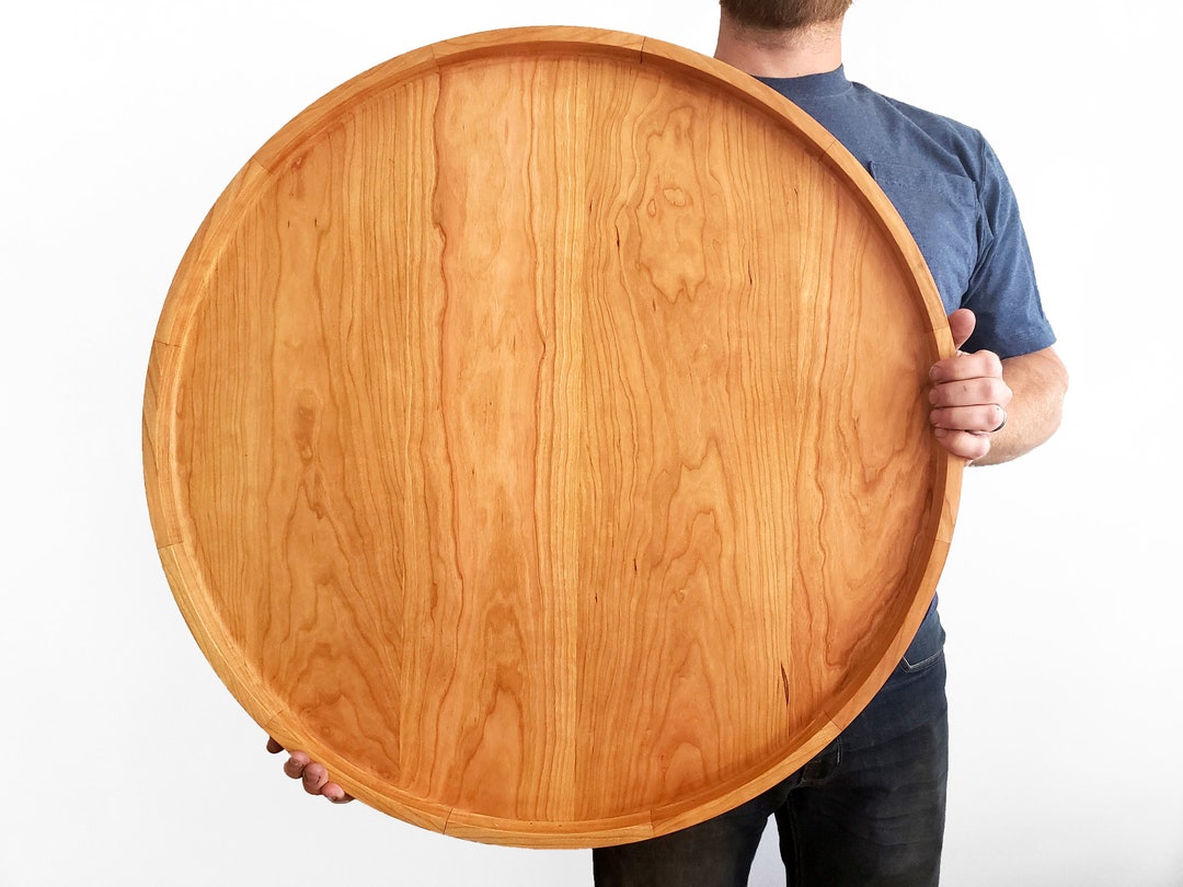 Extra Large Round Wood Tray Cherry Circle Coffee Table