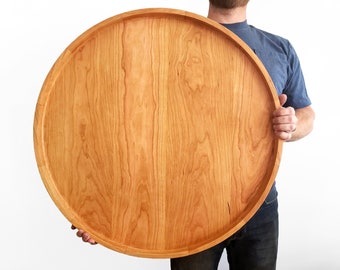 Round serving on sale tray wood