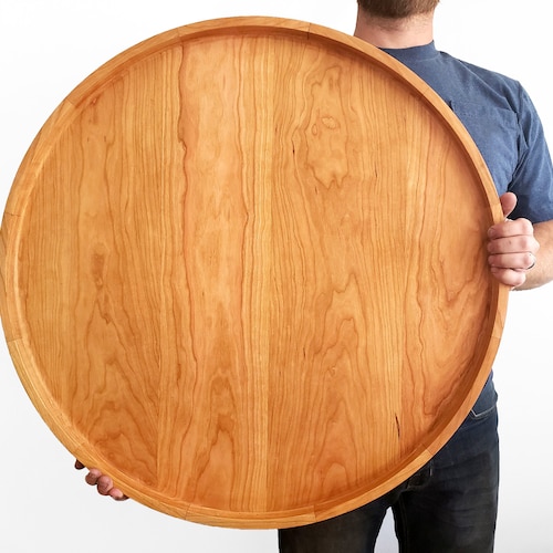 Round Wood Tray / Black Walnut / Circle Coffee Table Ottoman Etsy