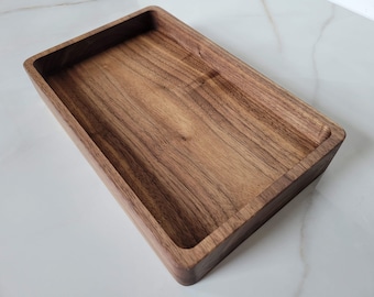 Solid Walnut Wood Serving Tray - Square Wooden Tray With Grooves, 11x11 Inch, Food Safe Finish - View #13