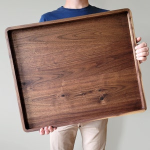 Rectangle Wood Tray / Black Walnut / Charcuterie Board / Coffee Table + Ottoman Tray