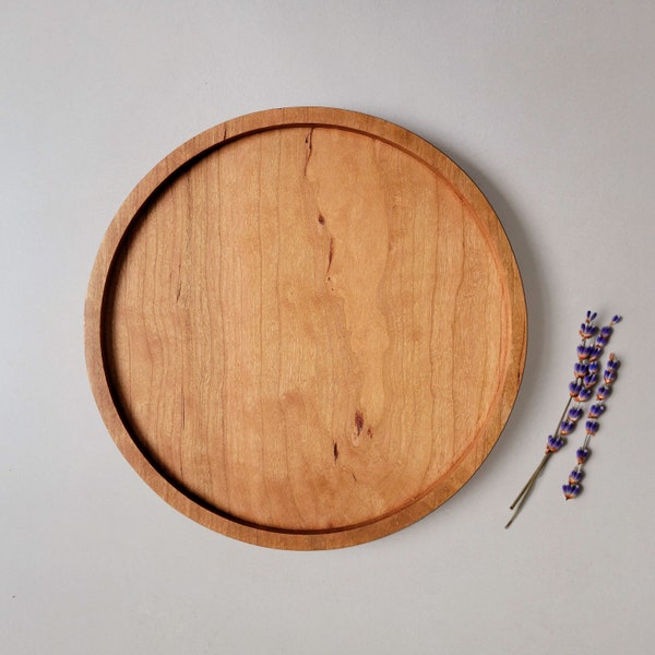 Round Wood Tray / Cherry / Circle Catchall + Valet Tray