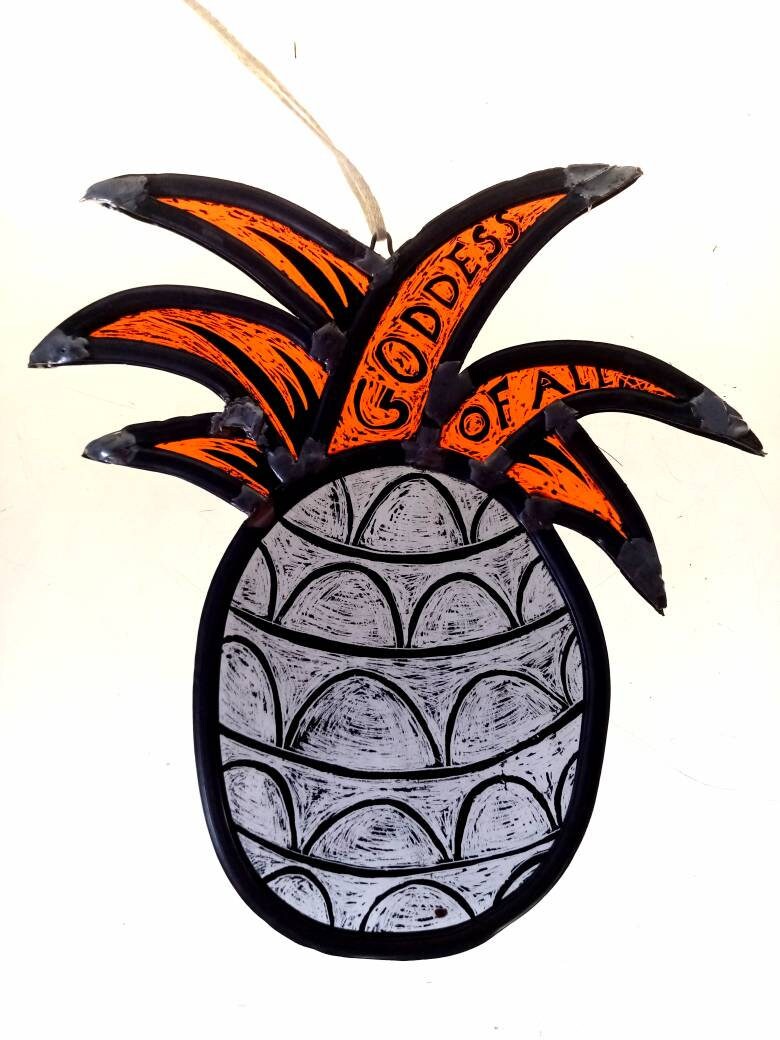 Goddess Of All - Vitrail à Suspendre Orange et Violet-Sun Catcher-Ornement-Decor-Magie-Spiritualité-