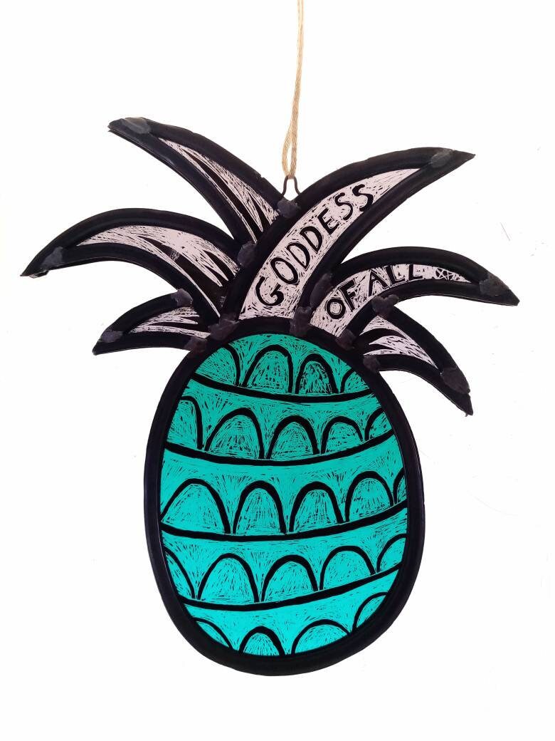 Ananas-Sun Catcher-Goddess-Magie-Maison-Vitrail à Suspendre-Déesse-Artisanat-Décor-Décoration-Orneme